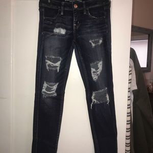 American Eagle Dark Distressed Skinny Jeans